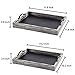 MyGift Vintage Brown Wood Large Decorative Serving Tray with Metal Handles and Chalkboard Surface, Nesting Coffee Table Breakfast Trays, 2-Piece Set