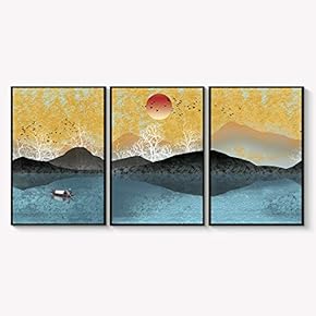 Framed Canvas Wall Art for Living Room, Bedroom Abstract Landscape Dream Place Canvas Prints for Home Decoration Ready to Hanging - 16"x24"x3 Panels