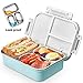 Kids Stainless Steel Lunch box - 2019 Upgraded Leak Proof 3-Compartment bento-Style Food containers-Ideal Portion Sizes for Ages 4 to 15 - BPA-Free and Food-Safe Materials