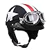 KKmoon Half Open Face Motorcycle Helmet with Goggles Visor Scarf Biker Scooter Touring Helmet for Harley