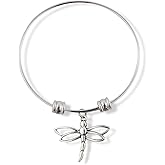 Emerald Park Jewelry Dragonfly Outline Fancy Charm Bangle