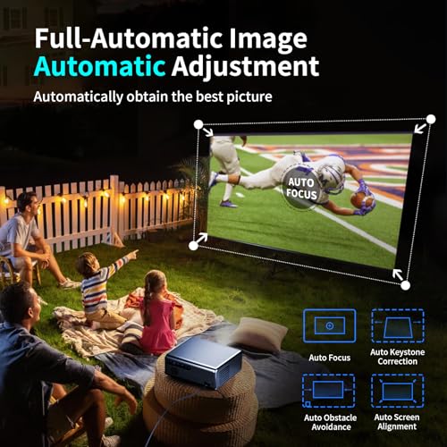 Projector Live TV[Officially licensed Netflix & Dolby Audio] 4K Projector with WiFi 6 and Bluetooth, AI Auto Focus & Keystone, 2 * 10W Dolby Audio,4-level brightness MAX 2000ANSI GINCSRI H2