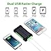 FLOUREON 10,000mAh Solar Power Bank Portable Solar Phone Charger with LED Flashlight Dual 2.1A USB Max Waterproof Portable Cell Phone Power Bank for iPhone Android iPod ipad (Green)