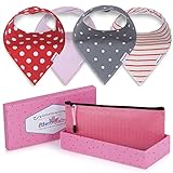 Baby Bandana Drool Bibs By Eden Baby with Adjustable unique 3 Snaps - Premium Dribble & Teething Soft Bibs - 100% Organic Super Absorbent Cotton - 4 Pack cute Baby Shower Gift set + free bag