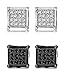 FIBO STEEL 2 Pairs Stainless Steel Square Stud Earrings for Men Women Ear Piercings CZ Inlaid,6MM
