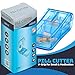 Pill Cutter - V- Grip Pill Crusher and Cutter for Vitamins, Big & Small Pills, and Medication - Transparent Pill Splitter with Pill Holder Case to Split