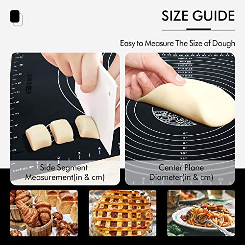 Silicone Pastry Mat with Measurements Bake Base Thick Nonstick Baking Mat for Rolling Dough with