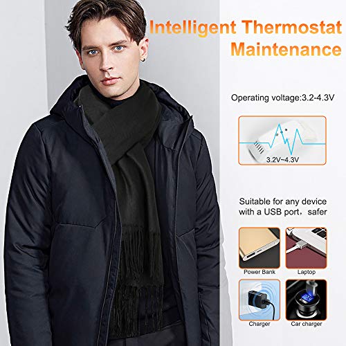 Heated Scarf, New USB Electric Semiconductor Cashmere Scarf for Women and Men - Thumbnail 4