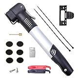 Mini Bike Hand Pump By DigHeath(TM), Portable and Lightweight Aluminum Frame Tire Pump-Fit Presta & Schrader Valve, High Pressure Cycle Air Pump with Glueless Puncture Repair Kit for All Bicycle Tires