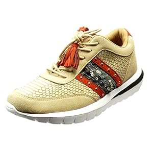 51CgDUi2oPL. SS300 Angkorly - Zapatillas Moda Deportivos Mujer Joyas Acabado Costura Pespunte Piel de Serpiente Talón tacón Plano 2.5 CM 51CgDUi2oPL. SS300