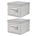 InterDesign Chevron Fabric Closet Organizer Box – Soft Storage Bin for Clothing, Shoes, Handbags, Linen - Large, Taupe/Natural, Set of 2