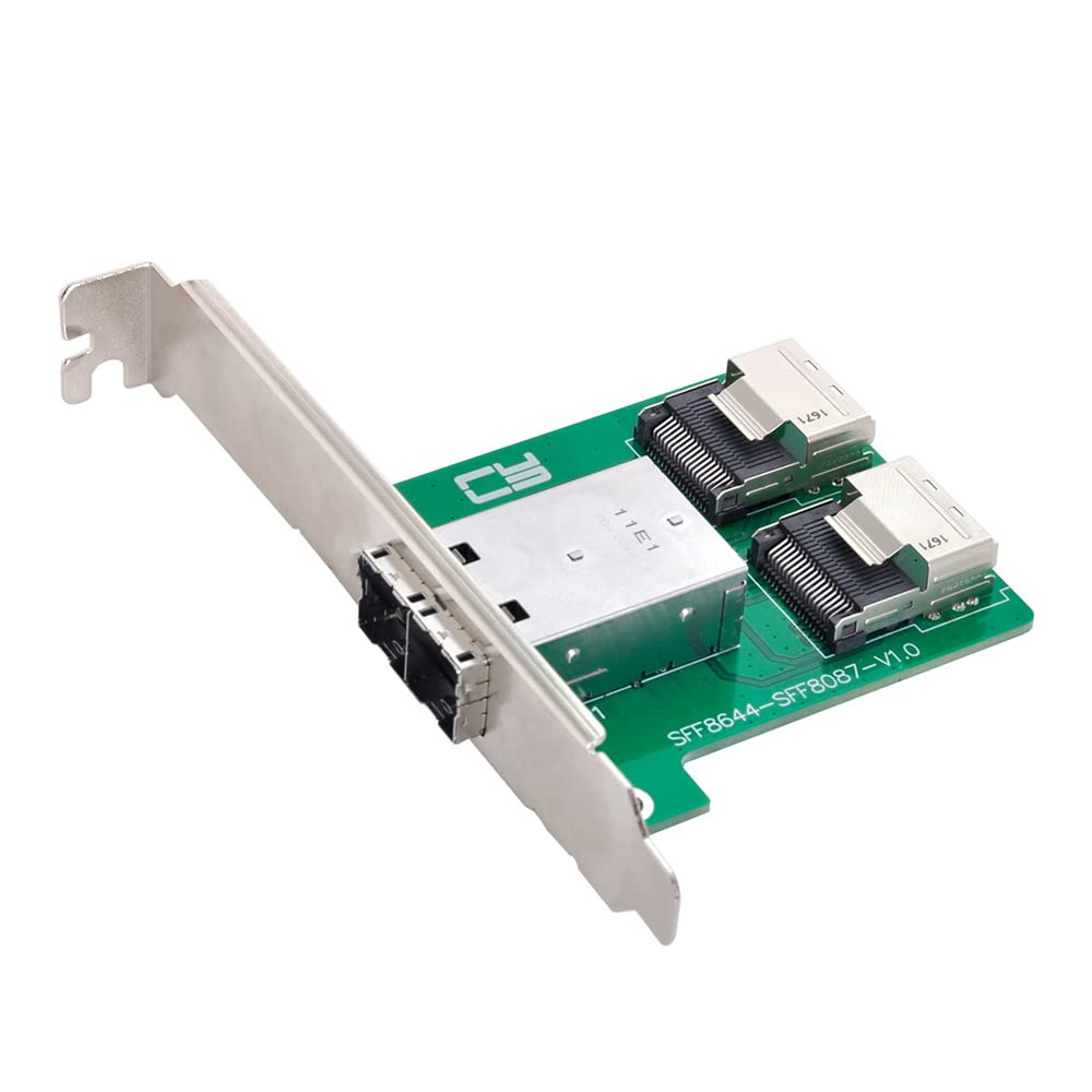 NFHK Dual Ports Mini SAS HD SFF-8644 To Internal Mini SAS SFF-8087 PCBA Female Adapter With Low Profile Bracket