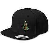 Custom Snapback Hat for Men Flat Bill Left Side Panel Hats Christmas Tree Embroidery Embroidered Flat Bill Hat Acrylic