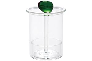 Creative Co-Op Glass Toothpick Holder with Olive Design, Green and Red