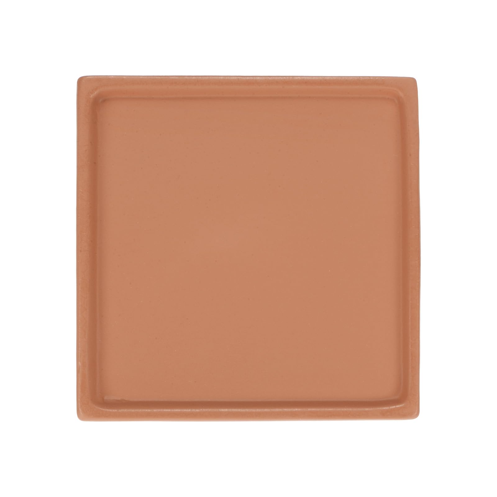 M METERXITY Ceramic Plant Saucer, 5 Inch Plant Water Catcher Tray, Plant Pot Saucers for Indoor/Outdoor Plants/Flower Drainage Drip Water Tray [Square Dark Orange]