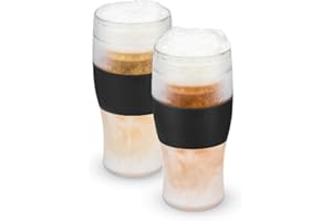 Host Freeze, Frozen Mugs, Freezable Pint Set, Beer Keep Your Drinks Cold, Double Walled Insulated Glasses, Tumbler for Iced Coffee, 16oz, Set of 2, Black