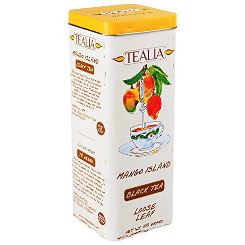 TEALIA schwarzer Ceylon Tee Mango Island lose 100g Metalldose Schwarztee (10)