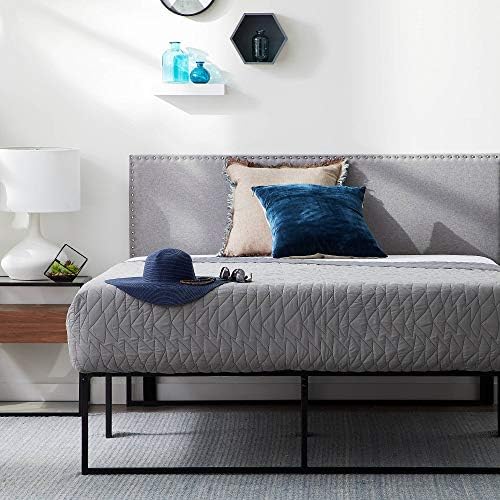 Lucid King Nailhead Headboard Attach to Bed Frame or Wall Mount Headboard Upholstered Mid