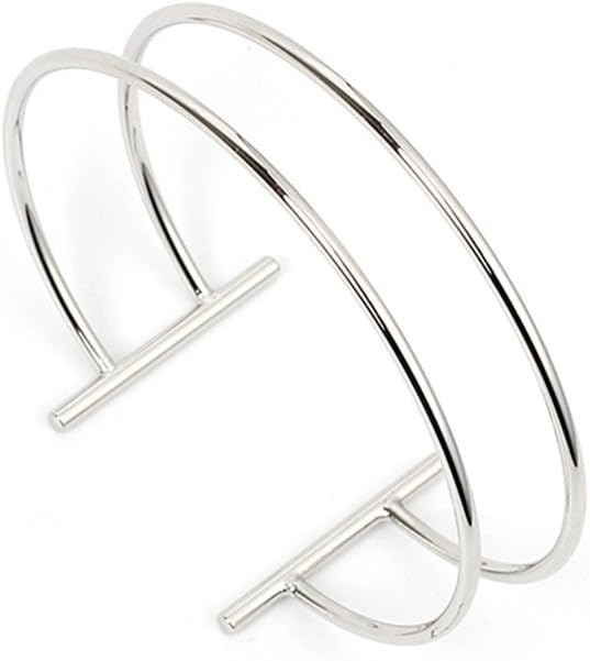 Double Layer Hollow Geometry Simple Expandable Wire Cuff Bangle Bracelet All-Match Wrist Jewelry