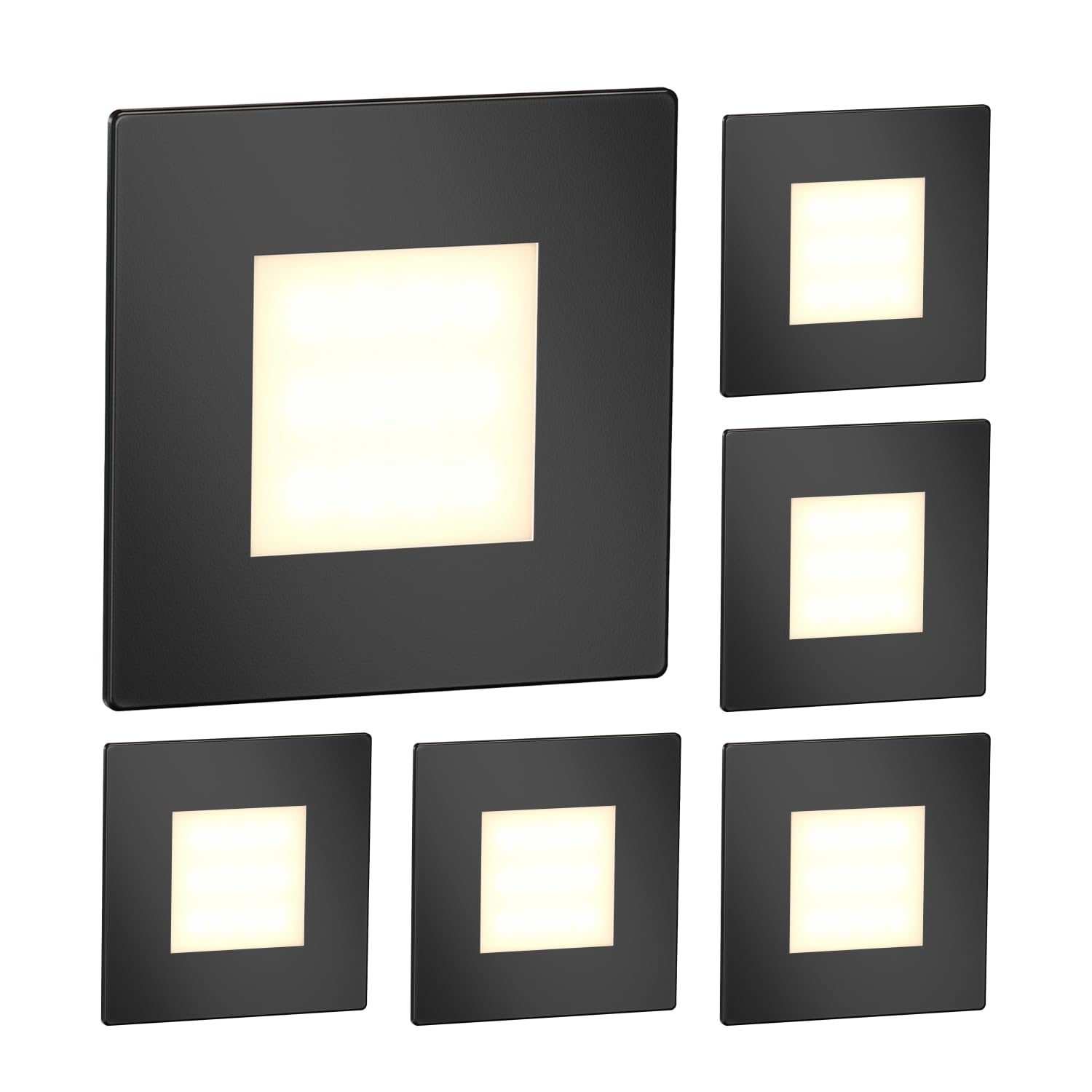 ledscom.de 6 LED Staircase Light/recessed wall Light FEX for Indoors and Outdoors, Angular, Black, 85 x 85mm, Warm White