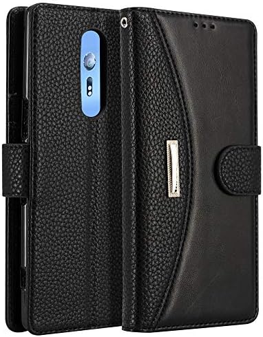Leather Wallet Phone Case for Sony Xperia 1, LOKAKA Folding Flip Cases Protective Cover Strong Magnetic Closure with Card Slots Kickstand -Black