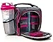 Insulated Meal Prep Bag, Lunch Box with Leakproof Portion Control Container Set, Reusable Ice Pack, Shaker Bottle and Vitamin Pocket for Healthy Meals All Day (Pink)