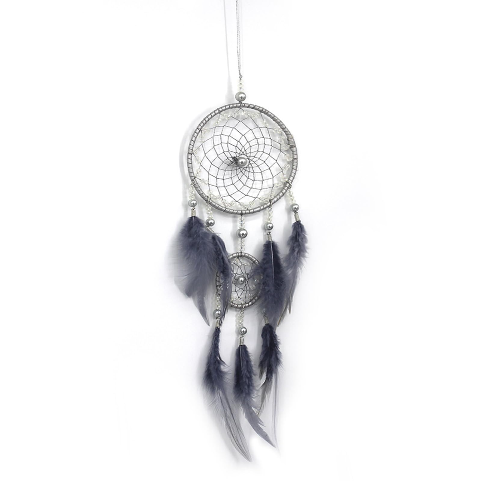 Dream Catchers for Bedroom, Small Dream Catcher Kit Boho Wall Hanging Decor Handmade Dreamcatcher for Art Ornament Gift Wedding Holiday Decorations (Grey)