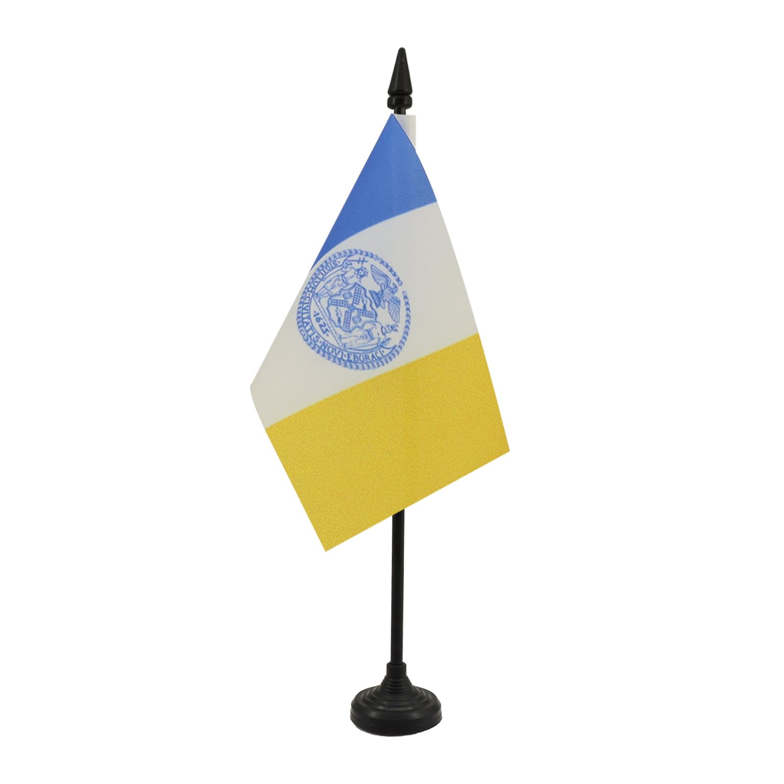 AZ FLAG - New York City Table Flag 4'' x 6'' - New York Office Mini Banner 100% Polyester 15 x 10 cm - Mini Desk Flag with 10'' Pole and Black Plastic Base