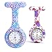 Top Plaza Women's Girls' Fashion Floral Nurse Clip-on Fob Brooch Silicone Jelly Hanging Pocket Watch, Pack of 2