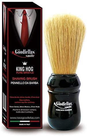 The Goodfellas' smile King Hog by Omega Brushes. Pure Bristle Shaving Brush. 70mm Bristle for Face Lathering