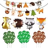 Phogary Woodland Creatures Party Baby Shower Supplies (36pcs) - Woodland Animal Balloons, Paper Garland for Forest Friends Themed Theme Party Kids Birthday Party Decor