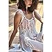 MG Collection White Boho Chic Crochet Swimsuit Cover Up / Sleeveless Beach Top