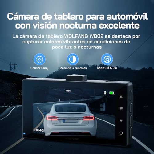 Cámara de Coche Delantera y Trasera 2.5K QHD, Dashcam de Doble Lente para Coches de 170º Gran Angular Monitor de Aparcamiento 24H con Grabación en Bucle y Sensor G