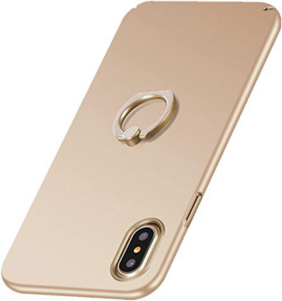 Case Compatible with Apple iPhone X XS XR XS Max Ultra Slim Hard Finger Ring Holder (gold, iPhone XS)