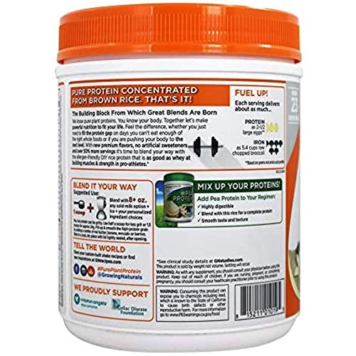 Growing Naturals Rice Protein Isolate Powder, Vanilla Blast, 465Gram