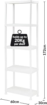 Taylor & Brown 5 Tier Heavy Duty White Plastic Garage Storage Shelving Unit view 7