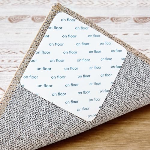 Photo 1 of Nakagishi Rug Tape Rug Sticker for Hardwood Floors - 12 PCS Anti Slip Rug Grips Rug Stickers for Wood Floor Carpet Stickers for Area Rugs to Prevent Sliding - White