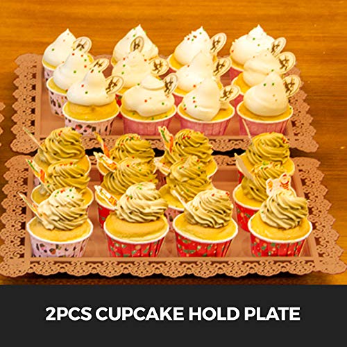 image for Happybuy Set of 6 Pieces Cake Stand 3 Tier Cupcake Holder with Pendant