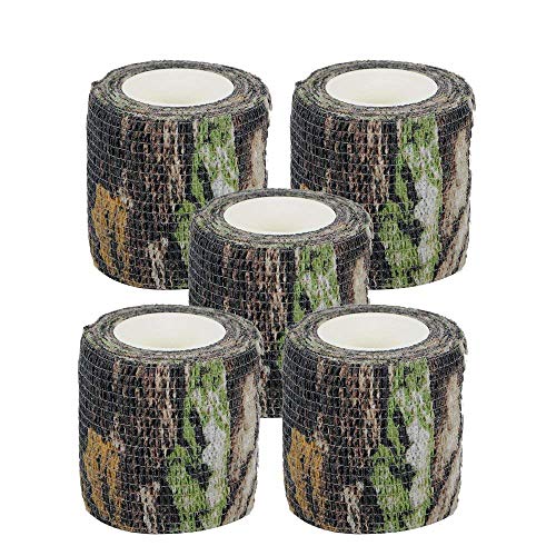 AIRSSON 5 Roll Camouflage Tape Cling Scope Wrap Military Camo Stretch Bandage for Gun Rifle