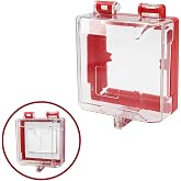 HiLKCO Emergency Stop Push Button Cover Lock,Removable Base 2.95~3.46 inch | Switch Cover Box lockout,High-Strength Resin,button Protector,Transparent,Red,2 Lock Holes, Impact-Resistant,Lockout Tagout