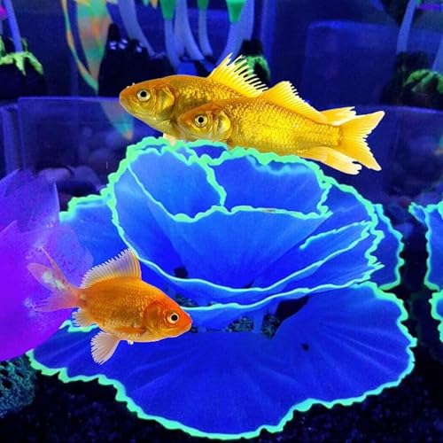 Besimple Corail Artificiel décoratif en résine Effet Lumineux pour Aquarium Bleu