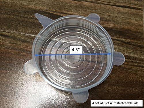 Mittelain Silicone Stretch Lids, 4.5" (11.5cm) in Diameter - 3 pack