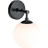 XiNBEi Lighting Wall Light 1 Light Vintage Wall Sconce with Globe Glass, Bathroom Vanity Light in Matte Black for Bathroom & 