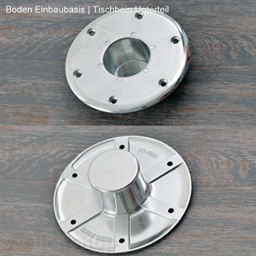 2 x Tischbein 70 cm Stahl mit Einbaufuß Aufschraubrosette