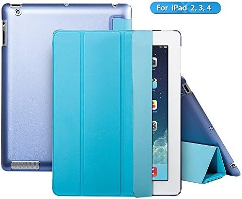 iPad 2 case,iPad 3 case,iPad 4 case,Ants Tech Smart Wake-up and Sleep Function Stand Pedestal Screen Cover for Apple iPad 2 3 4 with Retina Display - Blue