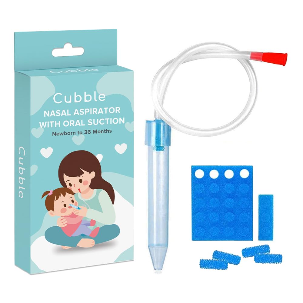 Cubble Manual Baby Nasal Aspirator, Safe and Gentle Relief of Nasal Congestion in Infants 0-3 Years Old, Non-Invasive Design + 23 pcs Disposable Hygiene Filters