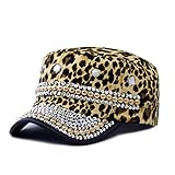 The Hat Depot 200h3932 Beaded Bling Rhinestone Leopard Cadet Cap 2 Colors