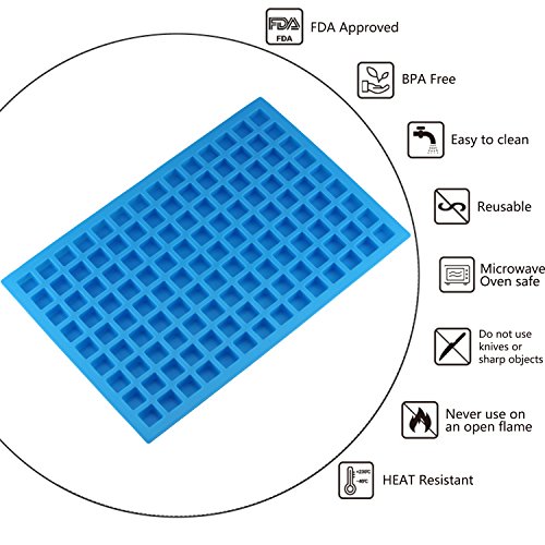 Mujiang 126-Cavity Ice Cube Tray, Silicone Molds for Making Homemade Chocolate Candy Gummy Jelly