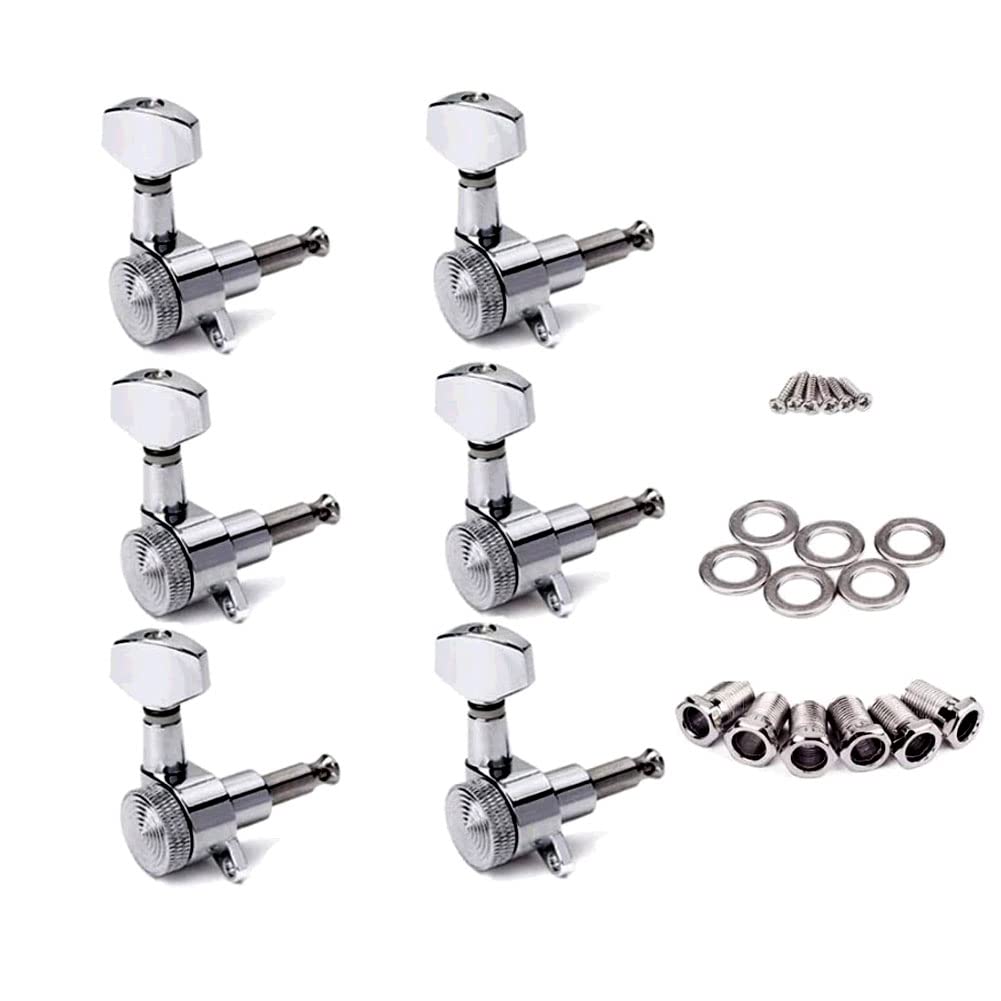 Alnicov 6R Inline Locked String Guitar Tuning Pegs keys Tuners Machine Heads Tuners Keys,Sliver