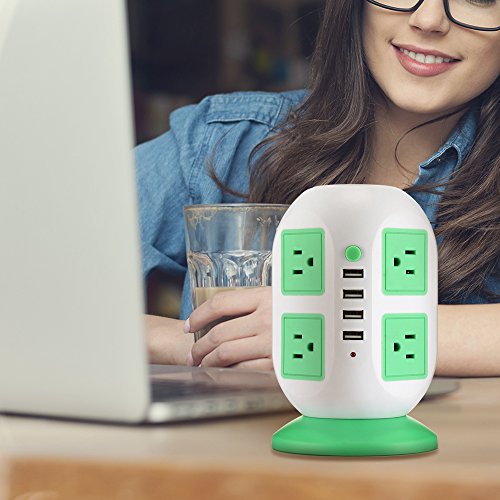 image for Mesuvida Power Strip Tower, Multisocket Power Strip with 8 Outlets and